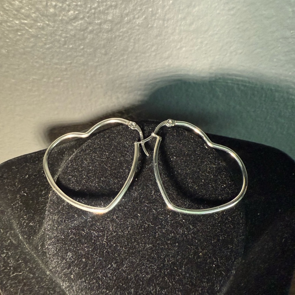 Silver Heart Hoop Earrings